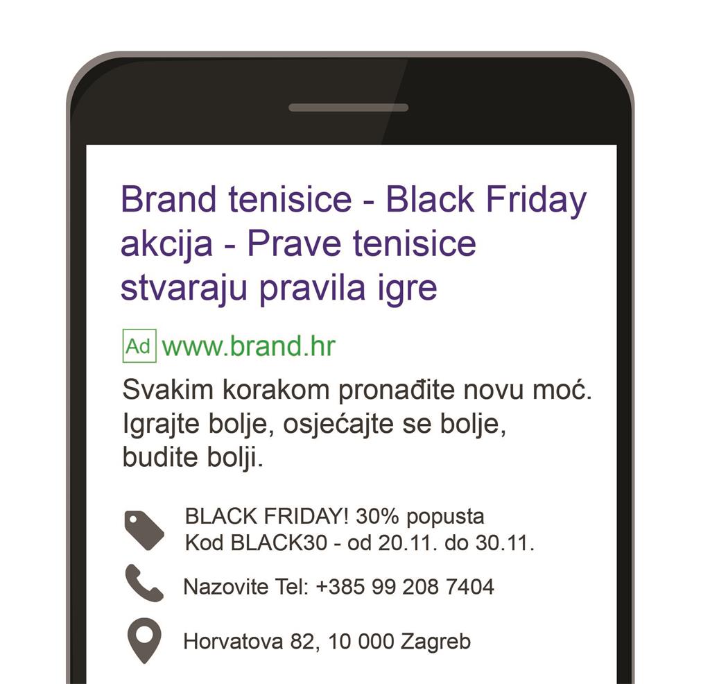 Google Ads oglasi - dodatni naslovi za Crni Petak